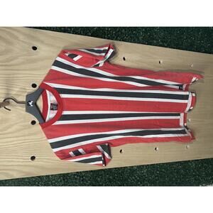 Screenshot Men's Red, Black, and White Vertical Stripe Short Sleeve T-Shirt, Med